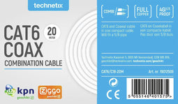 Technetix TN-CAT6C18-20M Cat6 Utp / Coax-18 Gecombineerde Installatiekabel Wit Eca 20 M