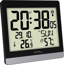 Technoline wandklok - digitaal - WS 8014 - 200x189x29mm - zwart/zilver - TL-WS8014