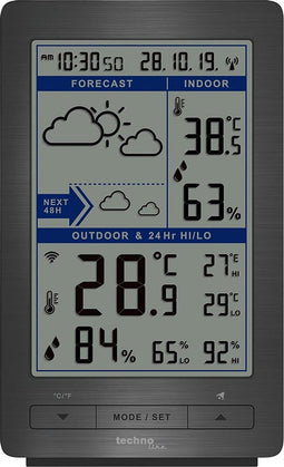 Technoline weerstation / thermometer / hygrometer - WS 9485 - 94x154x46mm - zilver - met 1 buitensensor 30m - TL-WS9485