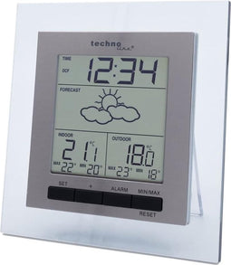 Technoline WS 9136 IT - Weerstation - Tafel of Wandstation - Binnen en buiten temperatuur - Buitenvochtigheid - Radiogestuurde tijdsaanduiding - Alarm - Snooze - Zilverkleurig - Zwart