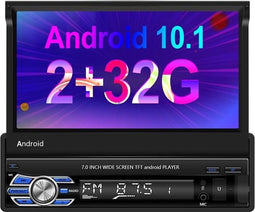 TechU™ Autoradio met klapscherm T119 – 7.0 inch Touchscreen Monitor – 1 Din met Afstandsbediening – FM radio – Bluetooth & Wifi – AUX – USB – SD – Handsfree bellen – GPS Navigatie – Android 10.1 – 2+32G