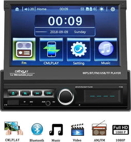 TechU™ Autoradio met klapscherm T96 Touchscreen – 1 Din met Afstandsbediening – 7 inch Kleuren Display – Bluetooth – AUX – USB – SD – FM radio – Handsfree bellen