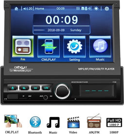TechU™ Autoradio T142 – met Uitklapbaar Scherm, Afstandsbediening & Achteruitrijcamera – 1 Din – 7 inch Touchscreen – FM Radio – Bluetooth – USB – AUX – TF Card – Handsfree bellen