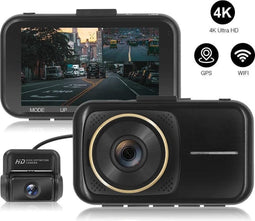 TechU™ Dashcam 4K MO8 Pro Dual Camera – Dashboardcamera – Wifi – GPS Tracker – Full HD Camera – Nachtvisie – Loop Recording – Bewegingssensor – G-sensor – Autocamera Voor én Achter - voor auto