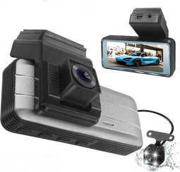 TechU™ Dashcam Dual Camera – MO7 Zilver – Dashboardcamera – 3 inch Full HD Scherm – Nachtvisie – Loop Recording – Bewegingssensor – G-sensor – Parkeer Monitor – Incl. Achteruitrijcamera - voor auto