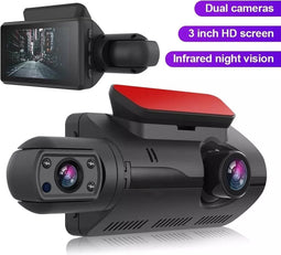TechU™ Dashcam Voor en Achter Camera – M17 Zwart – Dashboardcamera – Full HD 1080P – 150° Wijdhoeklens – Nachtvisie – Loop recording – Bewegingssensor – G-sensor – Parkeermodus – Incl. Achteruitrijcamera - voor auto