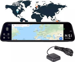 TechU™ Dashcam Voor en Achter Camera – M27 Zwart – Dashboardcamera – 9.66 inch Scherm – GPS & Wifi – G-sensor – Bewegingssensor – Loop recording – Nachtvisie – 150° Wijdhoeklens – Incl. Achteruitrijcamera - voor auto
