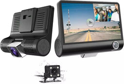 TechU™ Dashcam Voor en Achter Camera – MK11 Dashboardcamera – 4” Scherm – Full HD 1080P – 170° Wijdhoeklens – Nachtvisie – Loop recording – Bewegingssensor – G-sensor – Parkeermodus – Incl. Achteruitrijcamera - voor auto