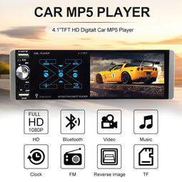 TechU™ T39 Autoradio 1 Din 4.1inch + Afstandsbediening en Stuurwielbediening – Bluetooth – USB – AUX – SD – FM radio – Handsfree bellen – Autoradio met scherm – Stembediening