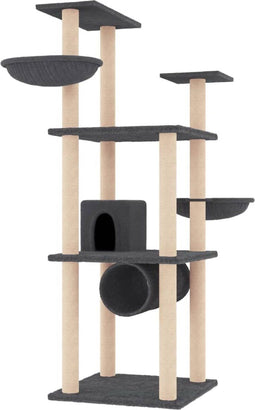 vidaXL - Kattenmeubel - met - sisal - krabpalen - 141 - cm - donkergrijs