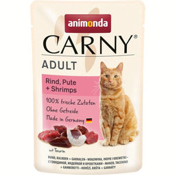 Animonda Kattenportiezakje Carny Adult 12x85g - rund, kalkoen + garnalen