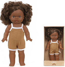 Minikane staande pop Charline bruine haren blauw/grijze ogen 37cm