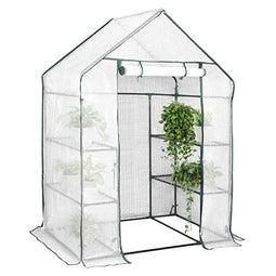 Woltu Tuinkas Loopmodel met Versterkte PE Afdekking - Wit/Groen - 143x73x195 cm