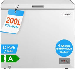 Comfee RCC201WH6(E) Vrieskist, 82 kWh/jaar, 85 cm hoog, 200 liter, inverter-compressor, laag volume,