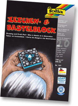 Tekenblok Folia A4 zwart 130 gram 20 vel FO-197