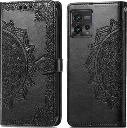 iMoshion Hoesje Geschikt voor Motorola Moto G72 Hoesje Met Pasjeshouder - iMoshion Mandala Bookcase - Zwart