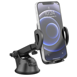 Telefoonhouder auto - Verstelbaar - Universeel - Carbon - Dashboard / Raam - Zwart