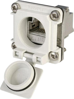 Telegärtner J00020A0483 STX V6 RJ45-flensset variant 6 Koppeling, inbouw Aantal polen: 8P8C Lichtgrijs 1 stuk(s)
