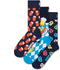 Happy Socks - Heren sokken - 3 paar met eten en drinken print - Blauw (3 stuks)