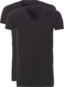 Ten Cate - Heren 2-Pack V-Hals Long T-Shirts Zwart - XXL
