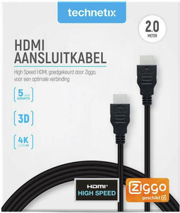 Technetix TN-HDMI2MSHOP High Speed Hdmi Kabel Hdmi-connector - Hdmi-connector 2.0 M Zwart