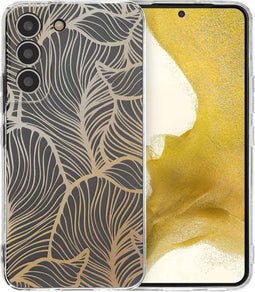 imoshion Hoesje Geschikt voor Samsung Galaxy S22 Hoesje Siliconen - imoshion Design hoesje - Meerkleurig / Golden Leaves Transparant