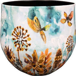 Ter Steege Bloempot Metaal Azuur Blauw-Multicolour D 28 cm H 25 cm