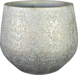 Ter Steege Plantenpot/bloempot - keramiek - metallic zilvergrijs/touch of gold - D23/H20 cm