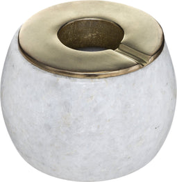 Terras asbak/stormasbak rond marmer/ijzer 12 x 10 cm wit - Buiten asbakken