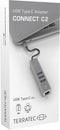 TERRATEC Connect C2 USB-C Gigabit Ethernet adapter en 3 poort USB 3.0 Hub Zilver aluminium