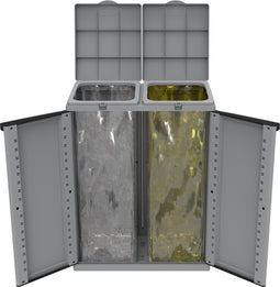 Terry Afval Opbergkast Ecoline 2 - Prullenbak - 220 Liter Inhoud (2 x 110) - Met Deksels - Grijs