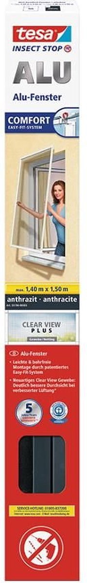 tesa ALU COMFORT 55196-00003-00 Vliegenhor (b x h) 1400 mm x 1500 mm Antraciet 1 stuk(s)
