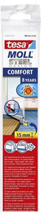 Tesa - Dorpelstrip (borstel) voor oneven vloeren - 15 mm speling - 100 cm - Aluminium - Staal look - Comfort