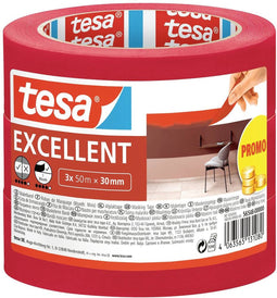 tesa EXCELLENT 56548-00000-00 Maskeertape Rood (l x b) 50 m x 30 mm 3 stuk(s)