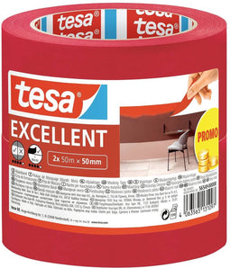 tesa EXCELLENT 56549-00000-00 Maskeertape Rood (l x b) 50 m x 50 mm 2 stuk(s)