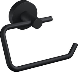 tesa® MOON BLACK Toiletrolhouder, mat zwart - Wc-rolhouder Zonder Deksel voor Badkamers in Industriële en Moderne Stijl - Zonder Boren, Zelfklevend - 99 mm x 140 mm x 53 mm