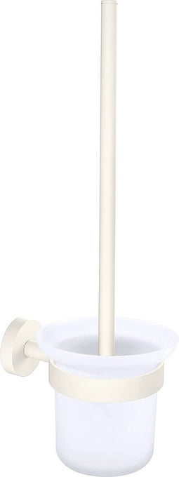 tesa® MOON WHITE Toilet-set met Houder en Wc-borstel, mat wit, satijn glas - voor Badkamers in Industriële en Moderne Stijl - Zonder Boren, Zelfklevend - 379 mm x 112 mm x 145 mm