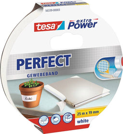 tesa PERFECT 56339-00003-01 Textieltape tesa extra Power Wit (l x b) 25 m x 19 mm 1 stuk(s)