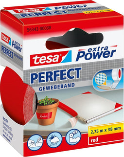 tesa PERFECT 56343-00038-03 Textieltape tesa extra Power Rood (l x b) 2.75 m x 38 mm 1 stuk(s)