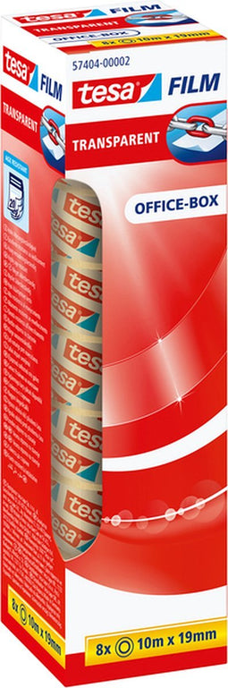 Tesa Plakband film transparant formaat 19 mm x 10 m 8 rolletjes