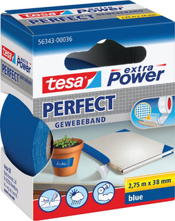 Tesa Plakband textiel - 38mmx2.75m blauw