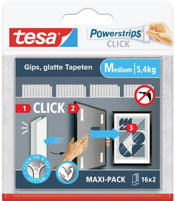 tesa Powerstrips CLICK (l x b) 80 mm x 20 mm Inhoud: 16 paar
