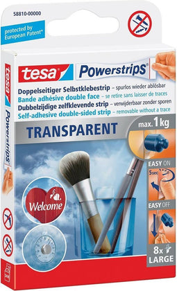 tesa POWERSTRIPS® Dubbelzijdig plakband (l x b) 50 mm x 20 mm Transparant Inhoud: 8 stuk(s)