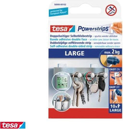Tesa powerstrips - Zelfklevende strip - Dubbelzijdig - Large - 10 stuks - Transparant
