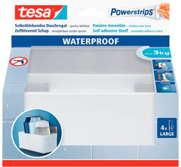 Tesa shampoo/zeep rekje RVS - Badkamer benodigdheden/accessoires - Verwijderbare haken - Opplak houder scheermes