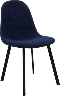 Kick Eetkamerstoel Ted - Donkerblauw teddy stof