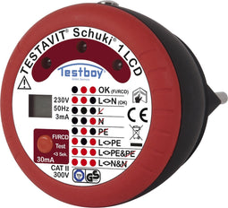 Testboy Testavit Schuki 1 LCD Stopcontacttester CAT II 300 V LCD, LED