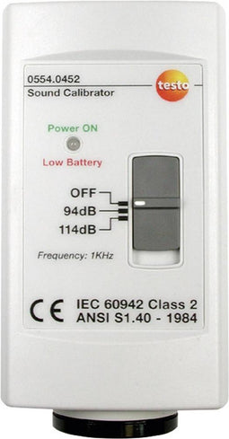 testo 0554 0452 Kalibrator Geluidsdrukniveau 1x 9 V batterij (blok), meegeleverd
