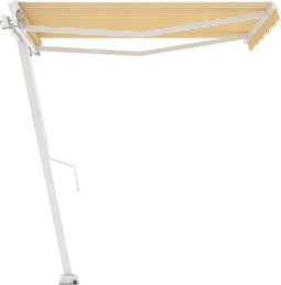 vidaXL - Luifel - vrijstaand - handmatig - uittrekbaar - 350x250 - cm - geel - en - wit