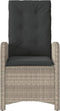 vidaXL - Tuinstoelen - 2 - st - verstelbaar - met - kussens - poly - rattan - lichtgrijs